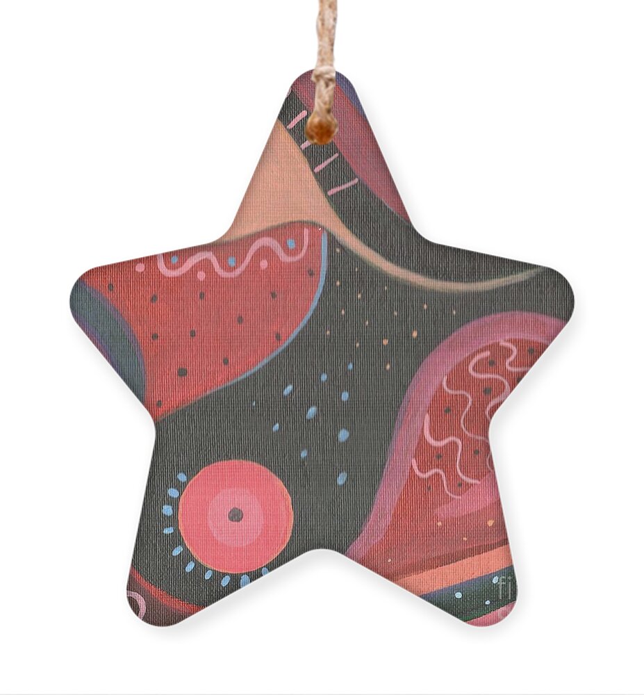 The Joy Of Design Lxviii By Helena Tiainen Ornament featuring the painting The Joy of Design LXVIII by Helena Tiainen