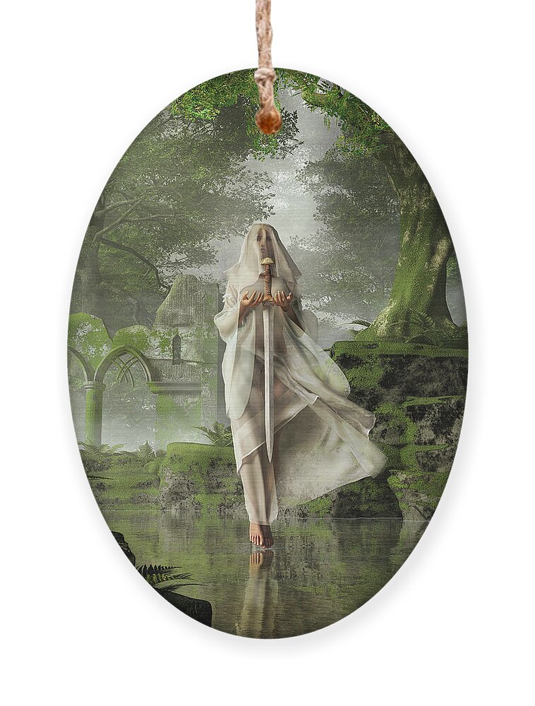 Lady Of The Lake Ornament featuring the digital art The Lady of the Lake by Daniel Eskridge