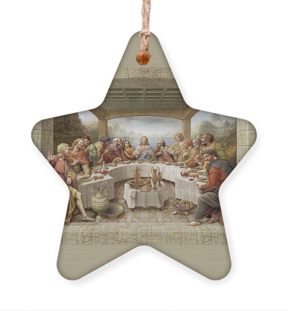 Christian Art Ornament featuring the painting The Last Supper by Kurt Wenner