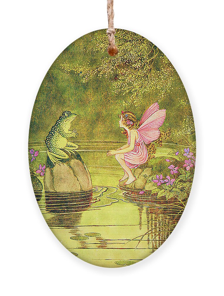 The Little Green Road To Fairyland Ornament featuring the digital art The Little Green Road to Fairyland by Ida Rentoul Outhwaite