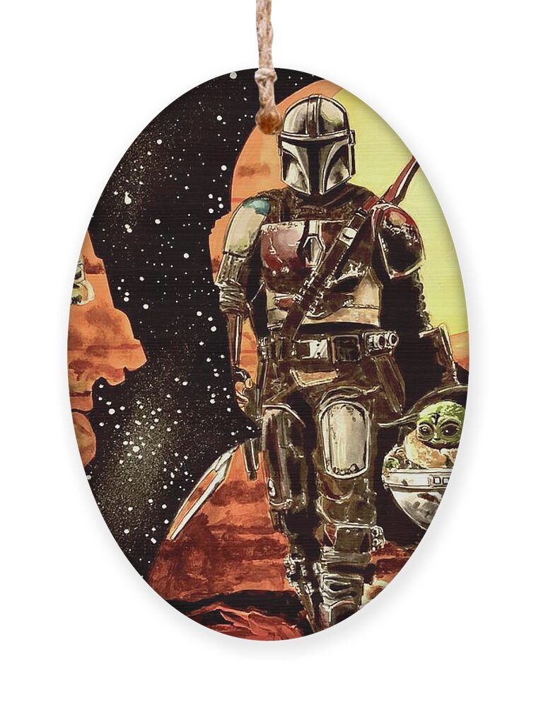 Star Wars Ornament featuring the painting The Mandalorian by Joel Tesch