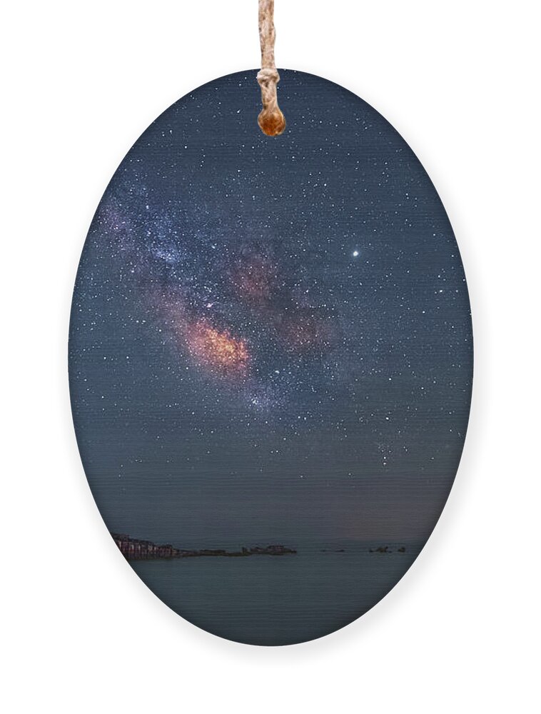 Milky Way Ornament featuring the photograph The Milky Way over a Shipwreck by Alexios Ntounas