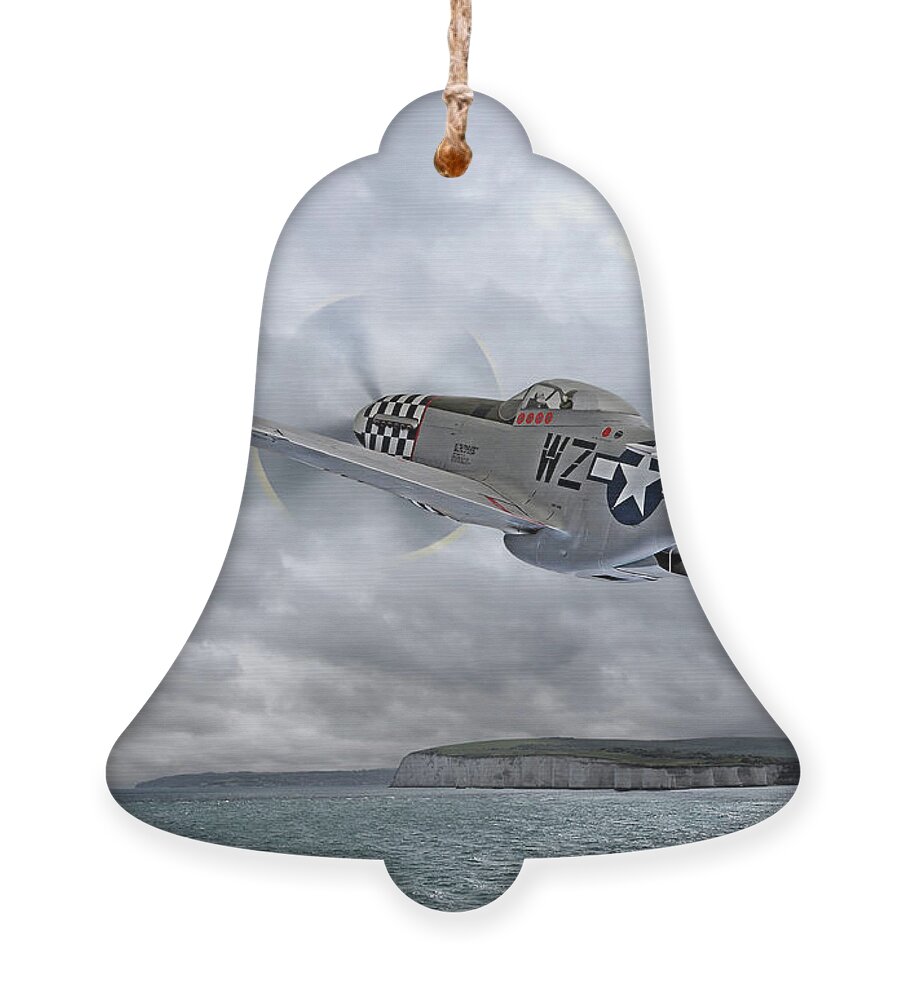 P-51 Ornament featuring the photograph The Mission - P51 Over Dover by Gill Billington