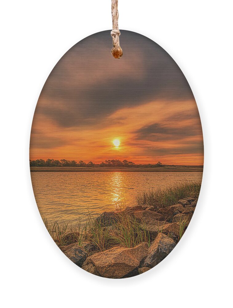 Ogunquit Ornament featuring the photograph The Morning Glow by Penny Polakoff