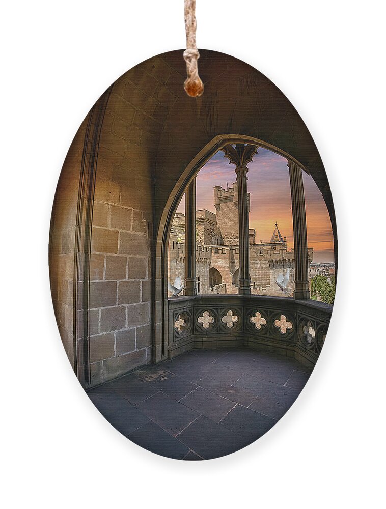 Olite Ornament featuring the photograph The Olite Castle seen from the loggia by Micah Offman
