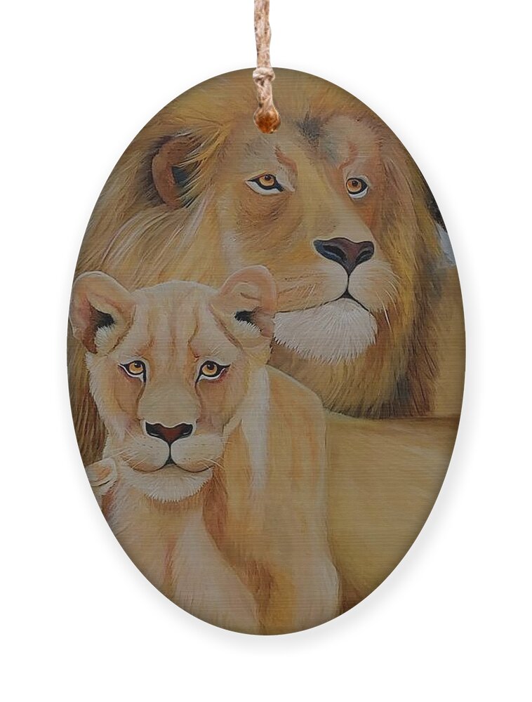 Lion Pride Ornament featuring the painting The Pride by Connie Rish