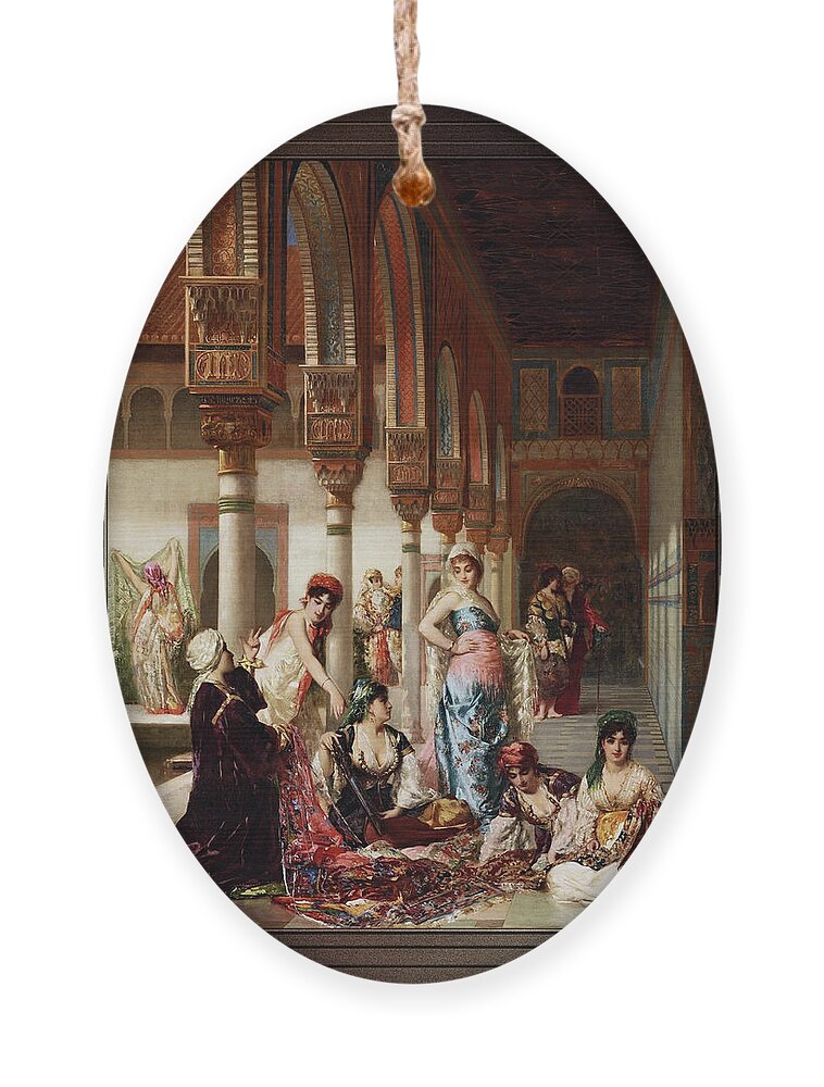 Silk Market Ornament featuring the painting The Silk Market by Edouard Frederic Wilhelm Richter by Rolando Burbon