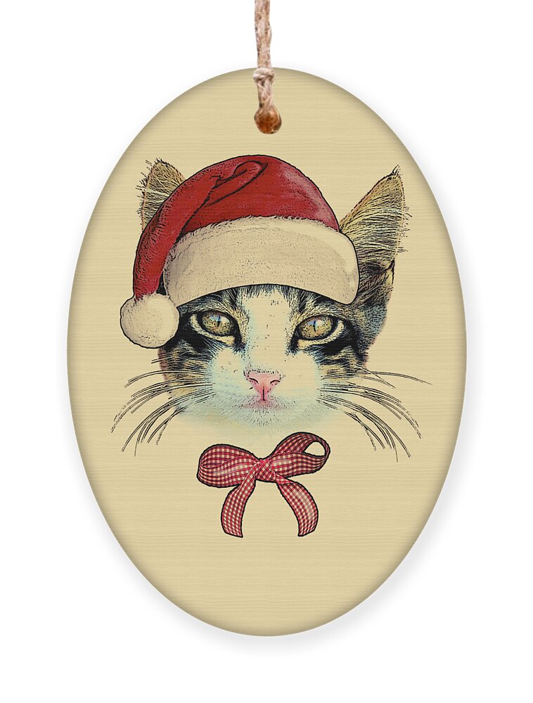 Cat Ornament featuring the digital art The Sweetest Santa by Madame Memento