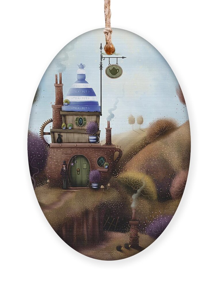 Naive Art Ornament featuring the painting The Teapot by Joe Gilronan