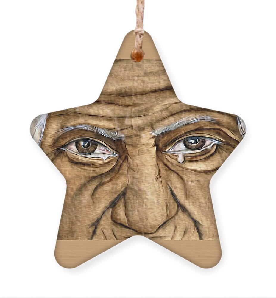 The Cry Ornament featuring the mixed media The Tears of Wisdom by Kelly Mills