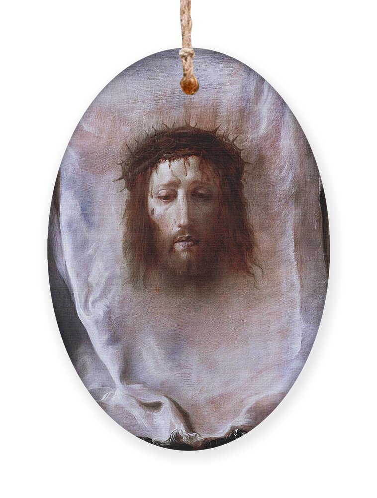 Veil Veronica Ornament featuring the painting The Veil of Veronica by Domenico Fetti by Rolando Burbon