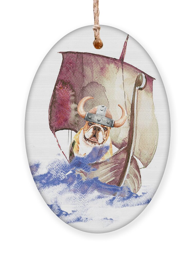 Fun Ornament featuring the painting The Vikings Are Arriving by Miki De Goodaboom