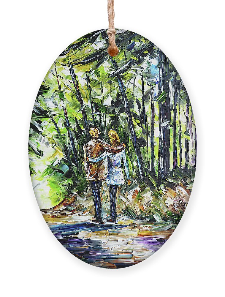People In Love Ornament featuring the painting The Walk by Mirek Kuzniar