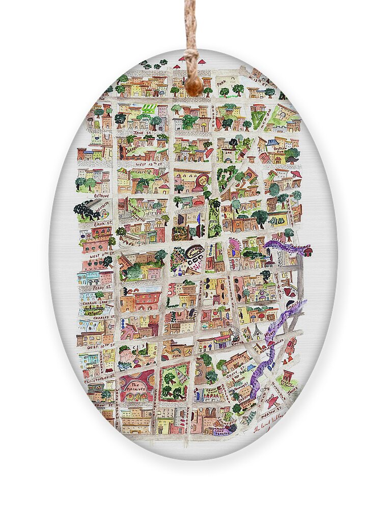 Greenwich Village Ornament featuring the painting The Way West Village by AFineLyne