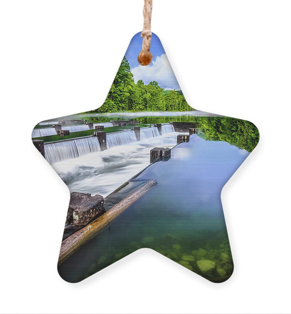 Wier Ornament featuring the photograph The Weir Dam at South Holston by Shelia Hunt
