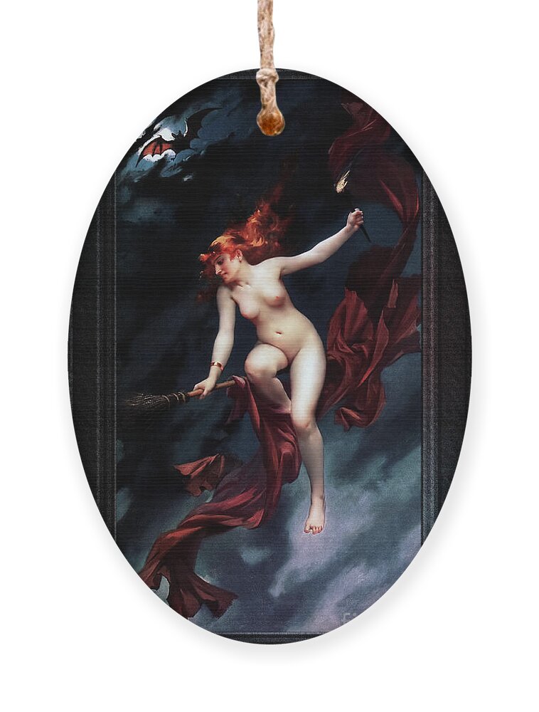 The Witches Sabbath Ornament featuring the painting The Witches Sabbath by Luis Ricardo Falero Old Masters Fine Art Reproduction by Rolando Burbon