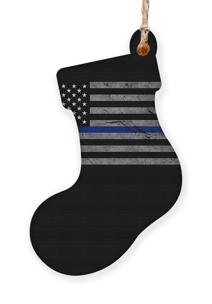 Cool Ornament featuring the digital art Thin Blue Line US Flag by Flippin Sweet Gear