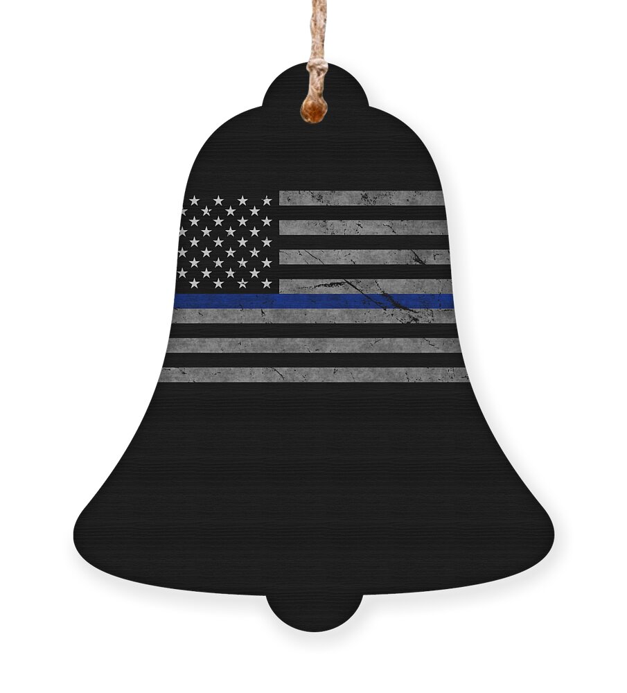 Funny Ornament featuring the digital art Thin Blue Line US Flag by Flippin Sweet Gear