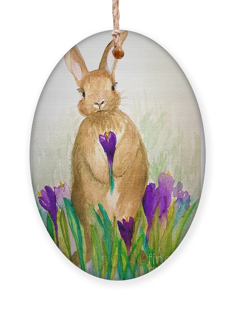 Bunny Ornament featuring the painting This is for You by Deb Stroh-Larson