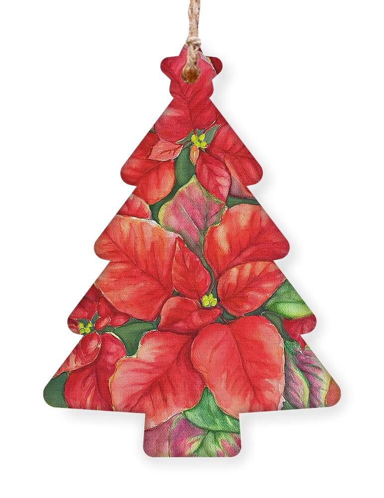 Poinsettia Flower Ornament featuring the painting This Year's Poinsettia 1 by Inese Poga