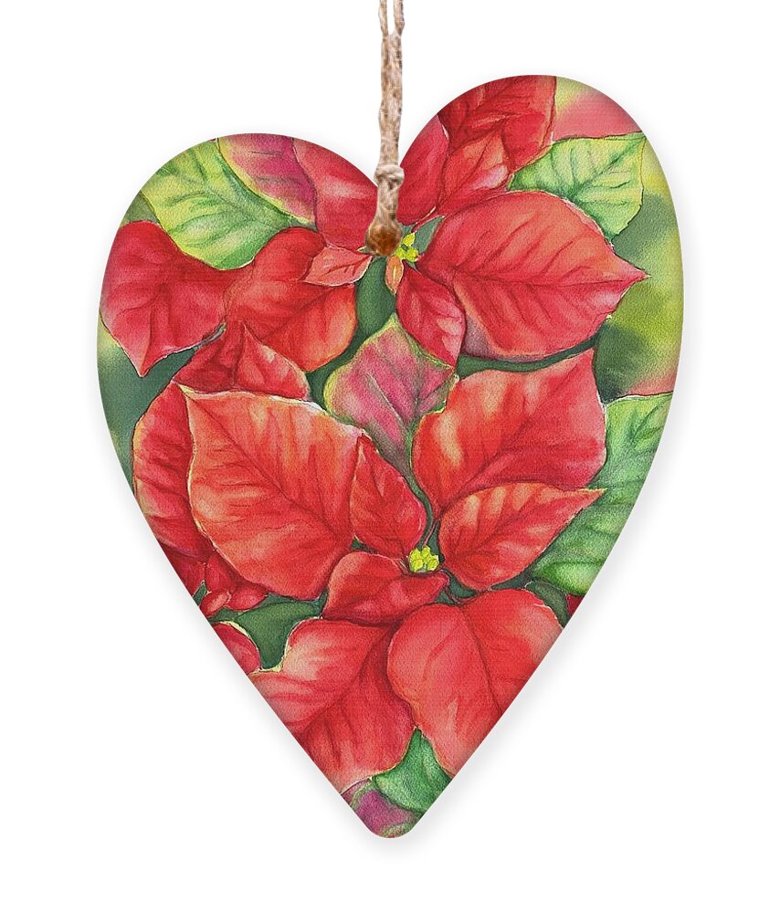 Poinsettia Flower Ornament featuring the painting This Year's Poinsettia 1 by Inese Poga