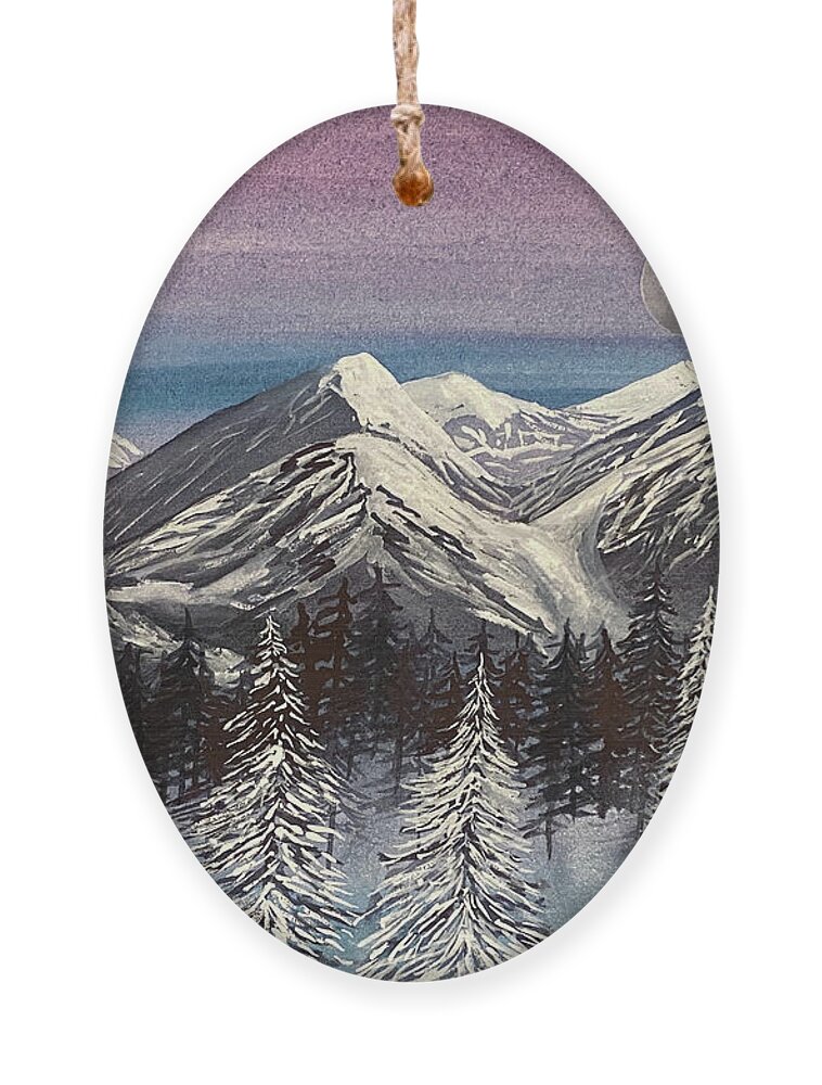 Snowy Trees Ornament featuring the painting Three Snowy Trees by Lisa Neuman