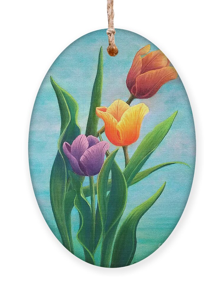 Tulips Ornament featuring the painting Tulips on My Mind by Sarah Irland
