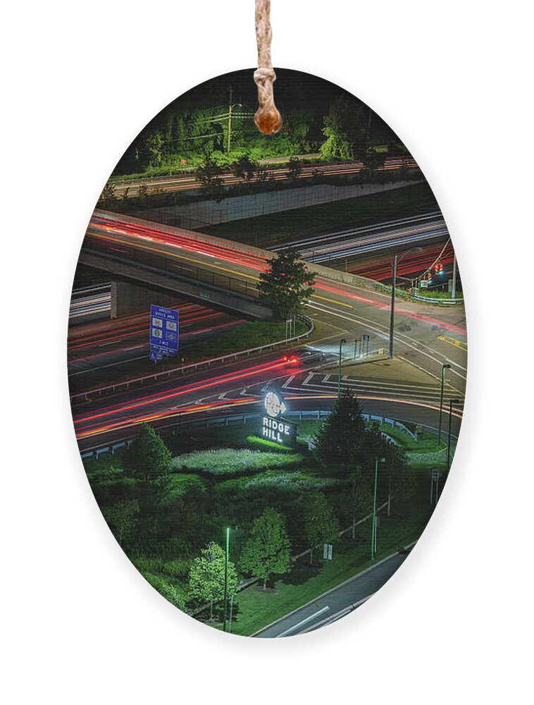 Ridge Hill Boulevard Ornament featuring the photograph Thruway at Night by Kevin Suttlehan
