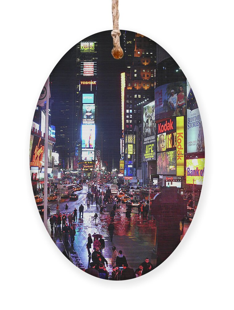 Times Square Ornament featuring the photograph Times Square by Mike McGlothlen