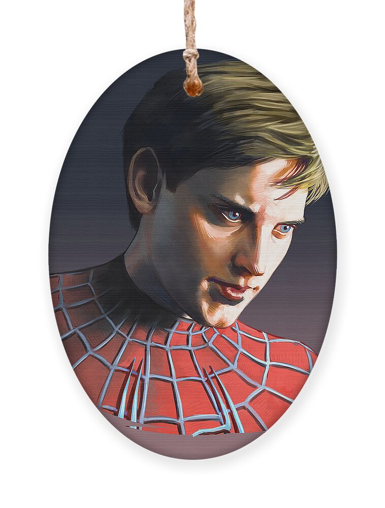 Tobey Maguire Ornament featuring the painting Tobey Maguire by Darko Babovic