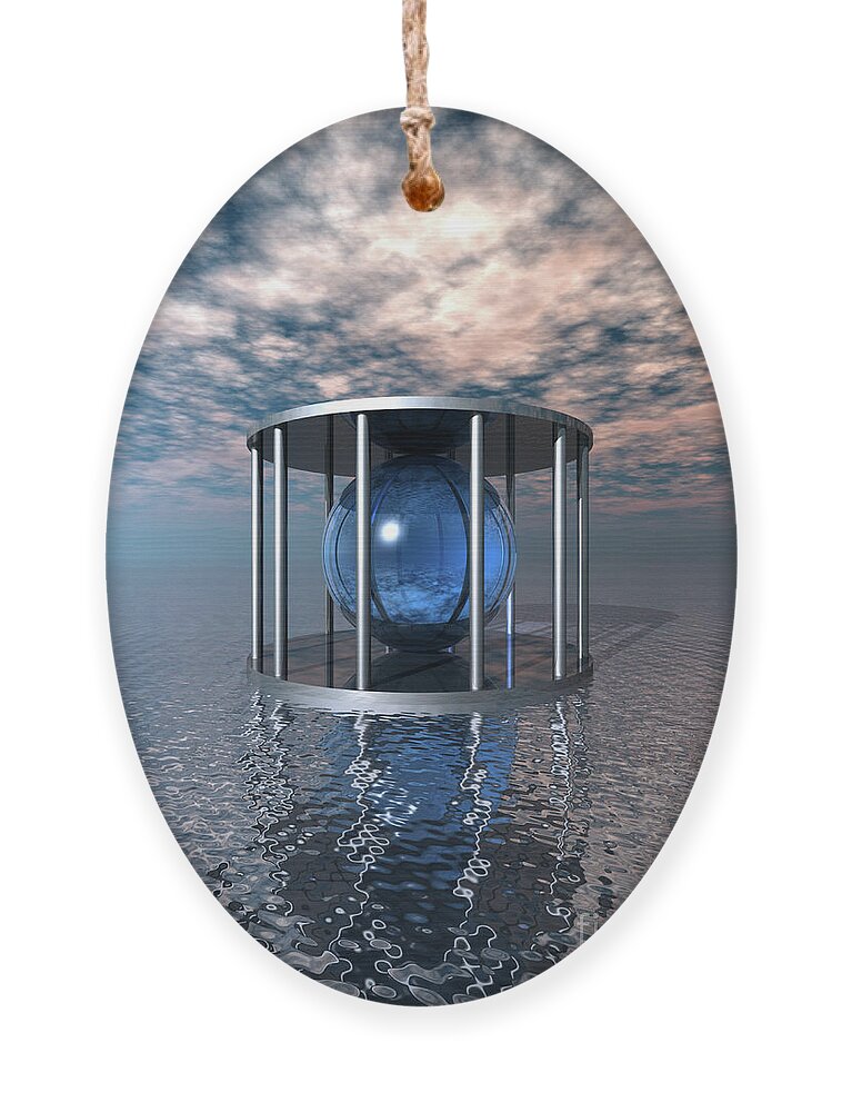 Glass Ornament featuring the digital art Topaz Reflections by Phil Perkins