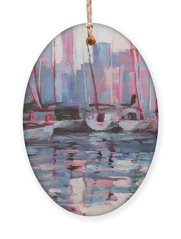 Toronto Harbour Ornament featuring the painting Toronto Harbour by Sheila Romard