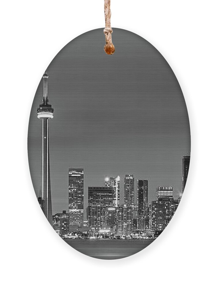Photography Ornament featuring the photograph Toronto Skyline in black and white by Henk Meijer Photography
