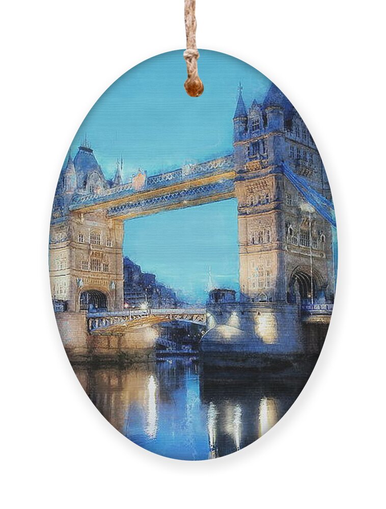 Tower Bridge Ornament featuring the digital art Tower Bridge, London by Jerzy Czyz