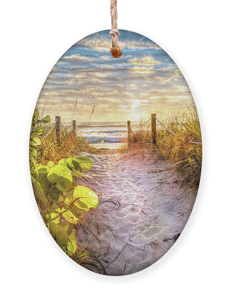 Clouds Ornament featuring the photograph Trail Through the Dunes by Debra and Dave Vanderlaan