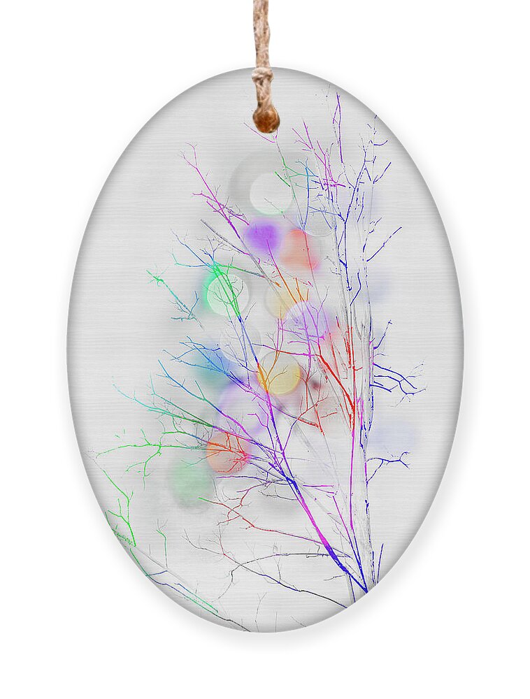 Tree Ornament featuring the digital art Christmas Lights and a Skeleton Tree by Kathy Paynter