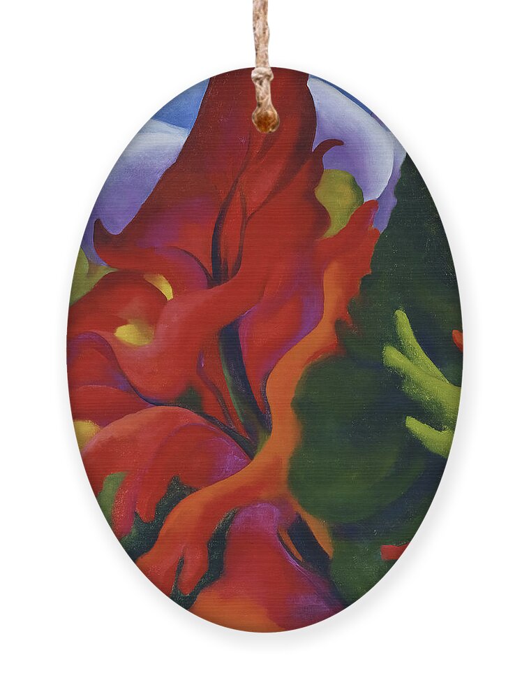 Georgia O'keeffe Ornament featuring the painting Trees in Autumn, 1920-1921 by Georgia O'Keeffe
