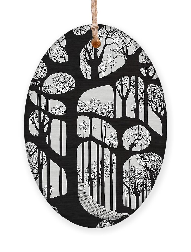 Trees Ornament featuring the digital art Trees by Nickleen Mosher