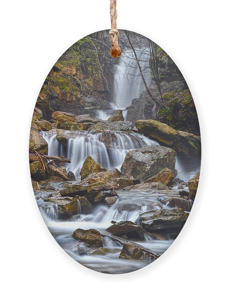 Triple Falls Ornament featuring the photograph Triple Falls On Bruce Creek 7 by Phil Perkins
