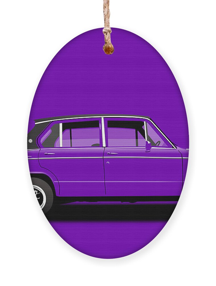Sports Car Ornament featuring the digital art Triumph Dolomite Sprint. Purple Edition. Customisable to YOUR colour choice. by Moospeed Art