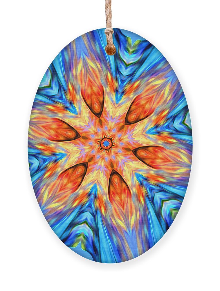 Abstract Ornament featuring the digital art Tropical Fire Flower - Abstract by Ronald Mills