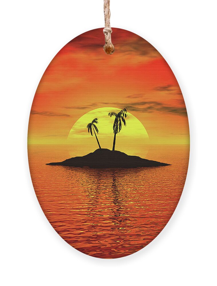 Sunset Ornament featuring the digital art Tropical Island by Phil Perkins