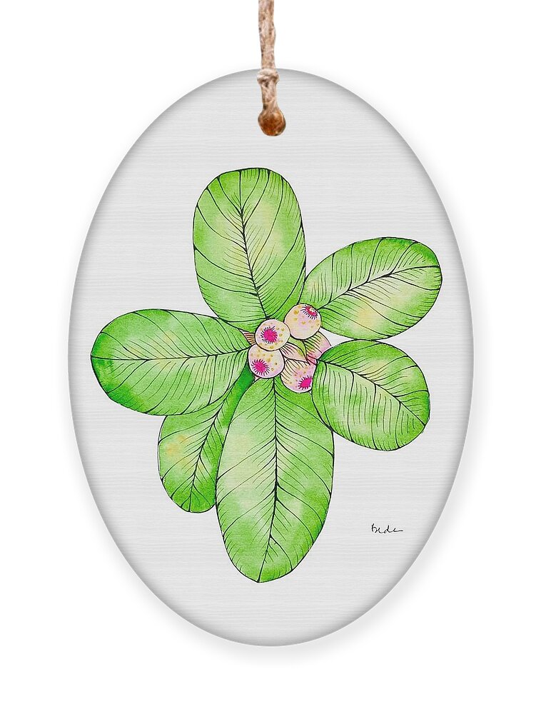 Tropical Ornament featuring the painting Tropical Plant with Pink Berries by Catherine Bede