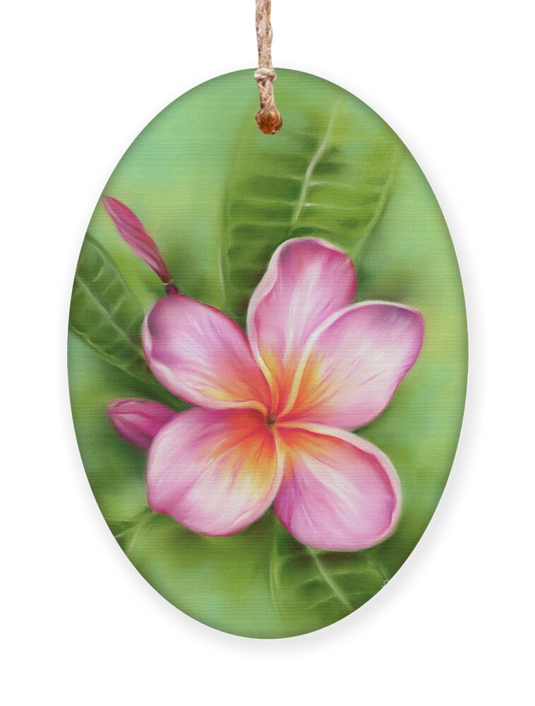 Botanical Ornament featuring the painting Tropical Plumeria Flower Pink and Orange by MM Anderson