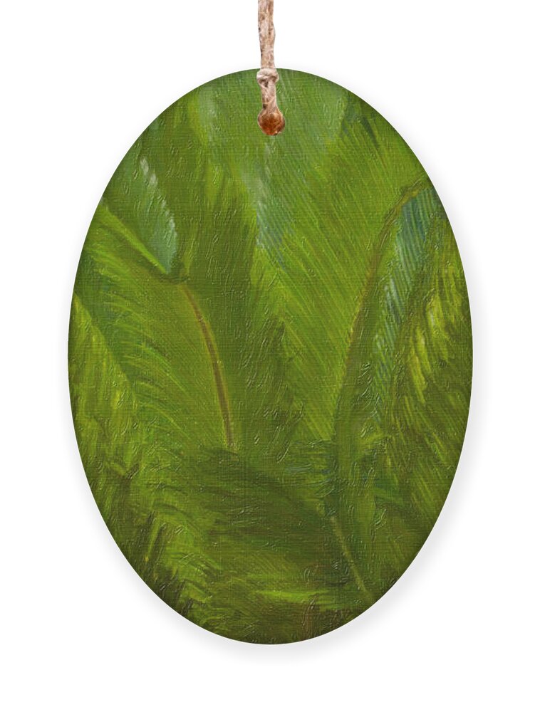 Tropical Ornament featuring the painting Tropical Sago Palm by Dale Powell