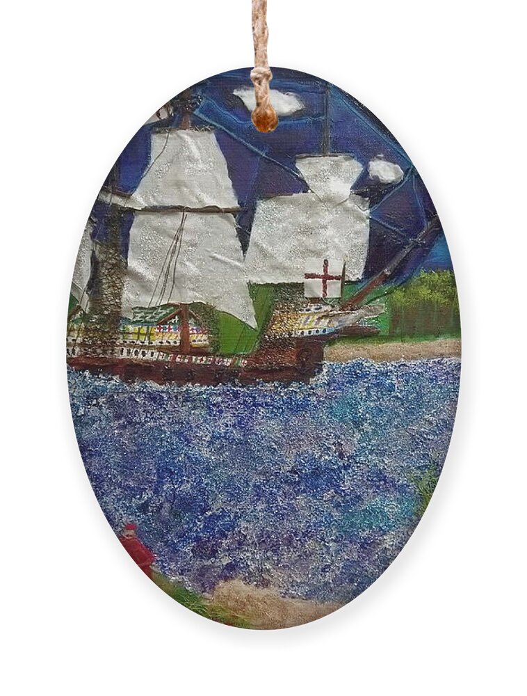 Ship Ornament featuring the mixed media Tudor Rose by David Westwood