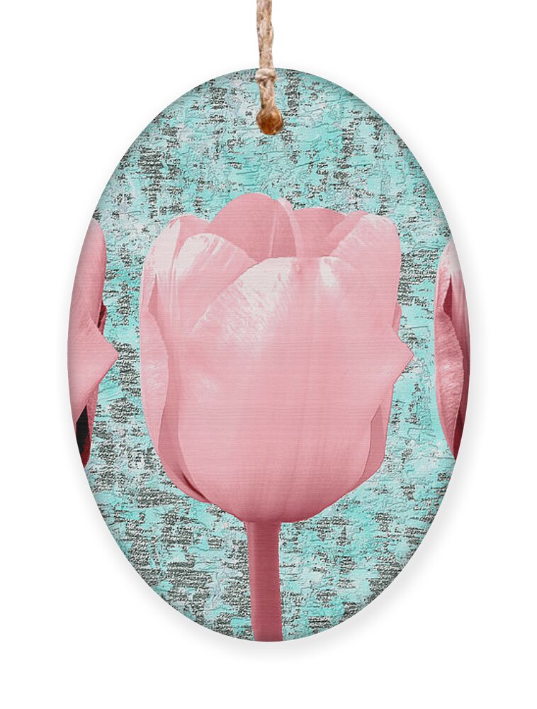Blossom Ornament featuring the mixed media Tulip in Triplicate by Bentley Davis