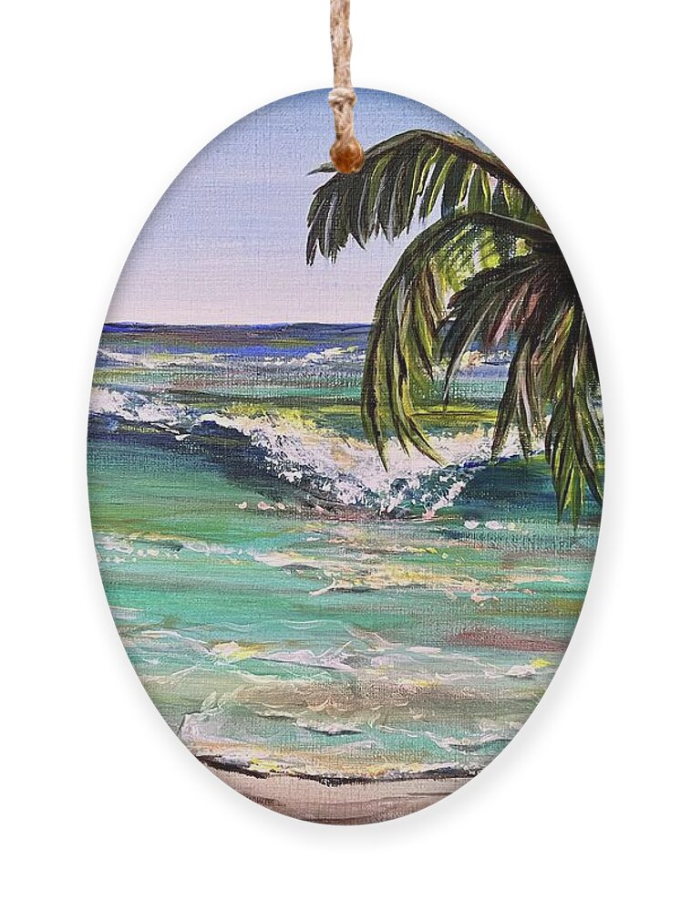 Palm Ornament featuring the painting Turquoise Bay by Kelly Smith