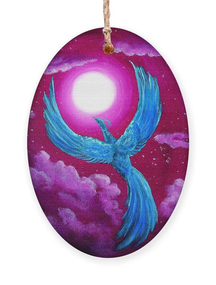Violet Ornament featuring the painting Turquoise Moon Phoenix by Laura Iverson