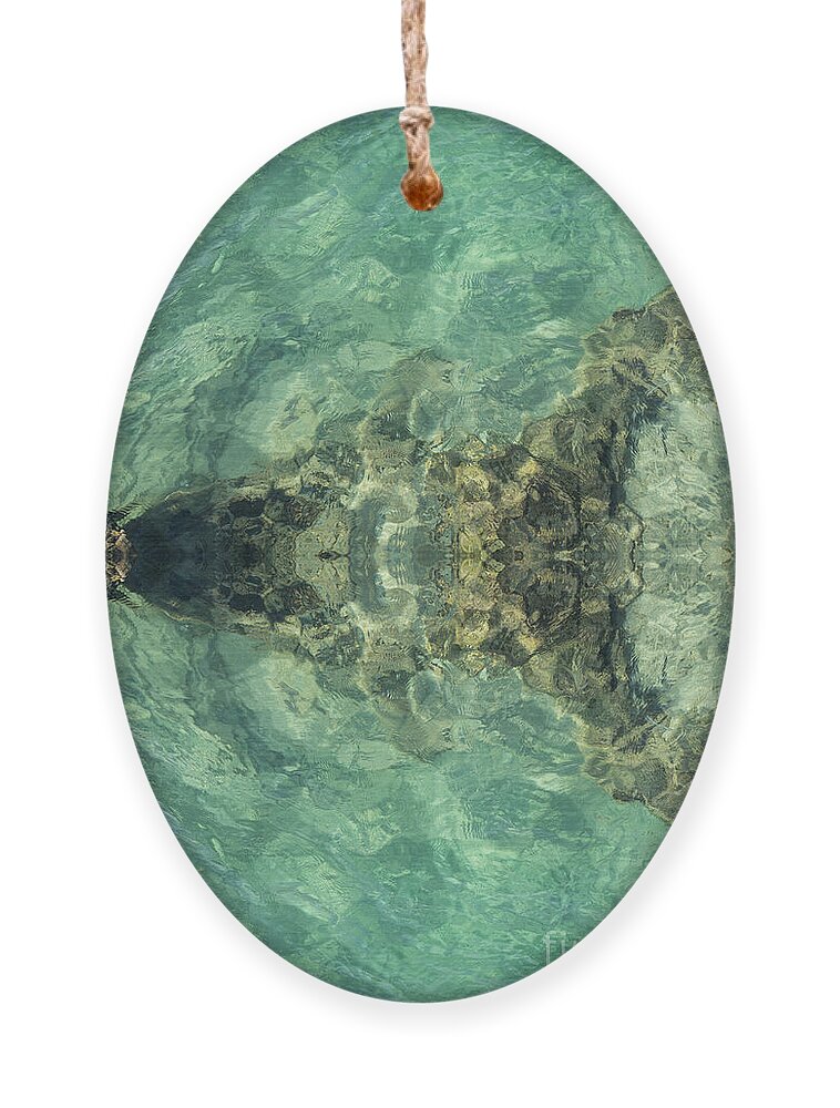 Turquoise Ornament featuring the digital art Turquoise sea water and soft waves by Adriana Mueller